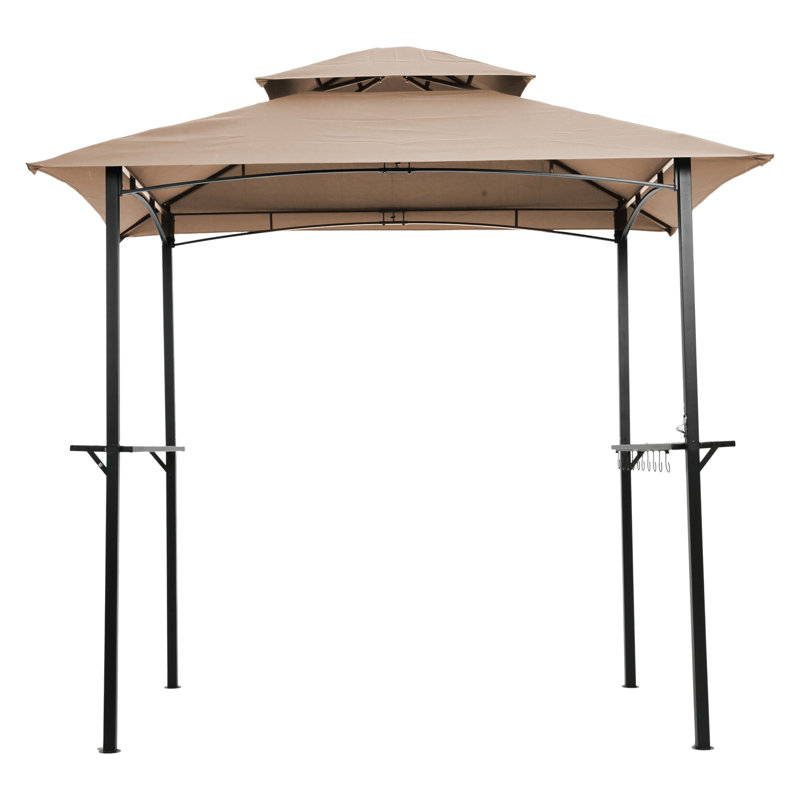 Kentay 7' Ft. W x 4" Ft. D Steel Grill Gazebo, Khaki