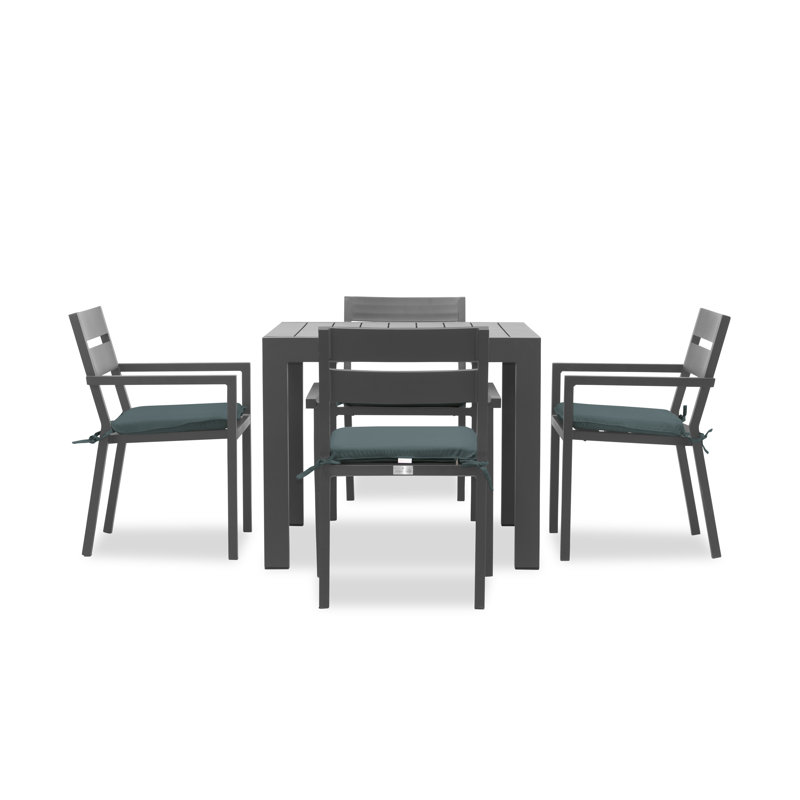 Pacifica Outdoor 5 - Piece Dining Set with Cushions, Cast Silver Sunbrella®, Slate Gray