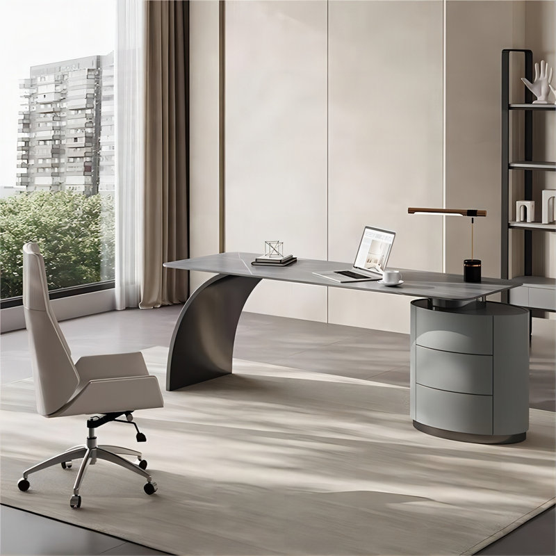 Bureau rectangulaire moderne en pierre frittée 62,99 ", 28.74" H x 62.99" W x 27.56" D