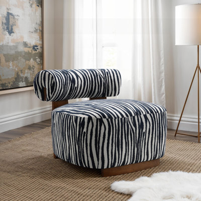 Contemporary Zebra Stripe Fabric Migdalia with Cylindrical Backrest and High Density Foam for Comfortable Seating