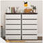 Commode de chambre à 5 tiroirs en noyer avec un design moderne et beaucoup de rangement pour la vie organisée