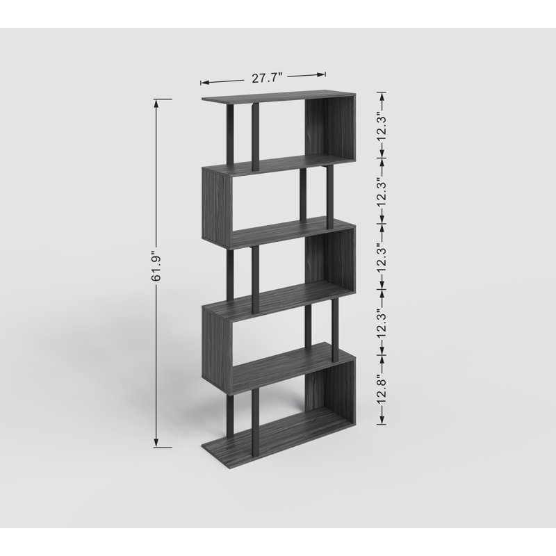 Linford Modern Industrial 6-Tier Storage Shelf With Open Storage Design, Gray, 62" H x 27.5" W x 9" D