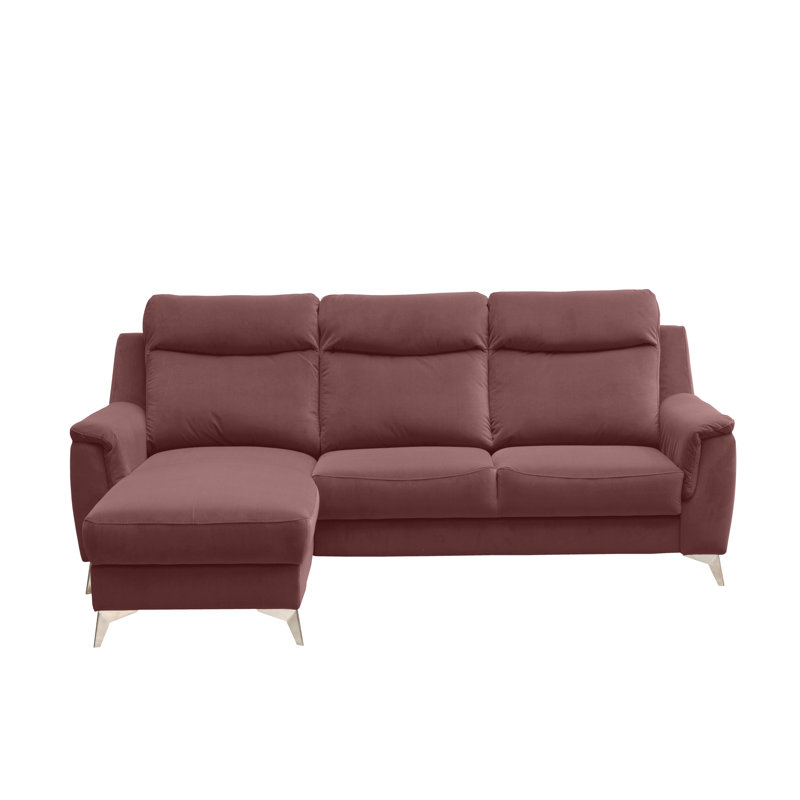 Izola 3 Seater Velvet Sofa Bed, Indian Rose, Left Hand Facing