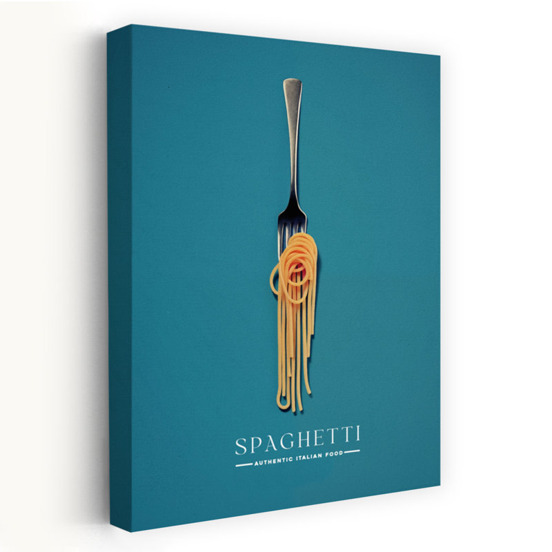 Art mural moderne italien, fourchette à spaghetti italienne, H 60 po x l 40 po