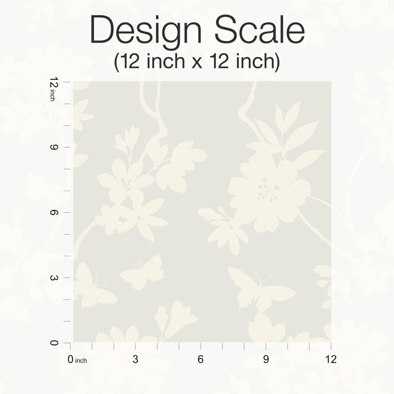 Flutter Vine Floral Wallpaper Roll by Candice Olson, White