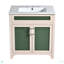 Ensemble de meuble-lavabo de salle de bain avec lavabo en céramique, armoire de rangement moderne avec cadre réglable en bois massif