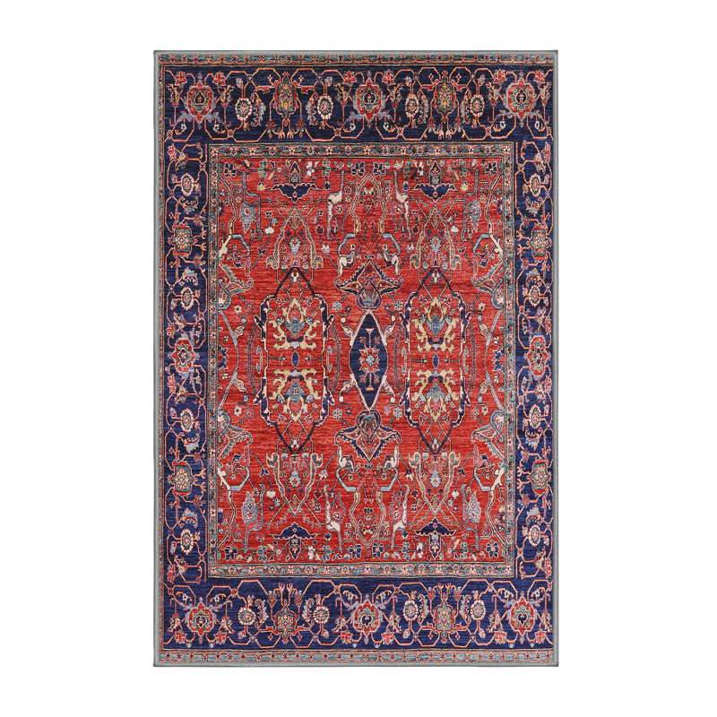 Tapis oriental rouge et bleu, Rectangle 7 pi x 10 pi