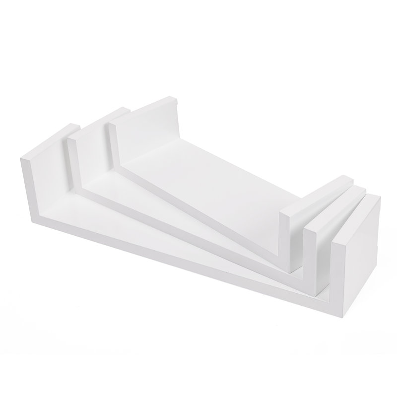 Lamberti 3 Piece Solid Wood Floating Shelf, 10cm H x 60cm W x 15cm D, White