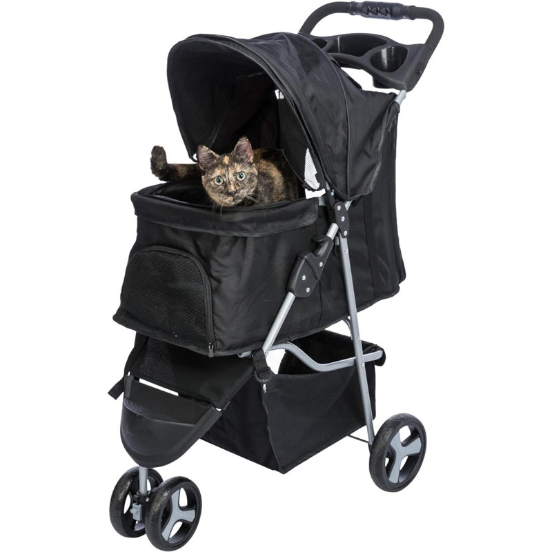 TRIXIE Dog Stroller for Small Dogs and Cats, Lightweight and Compact Pet Stroller, Black