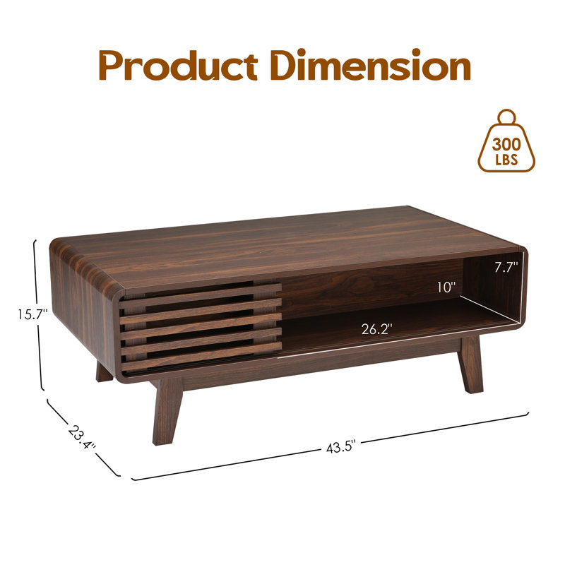 Modern Coffee Table With Storage, Brown