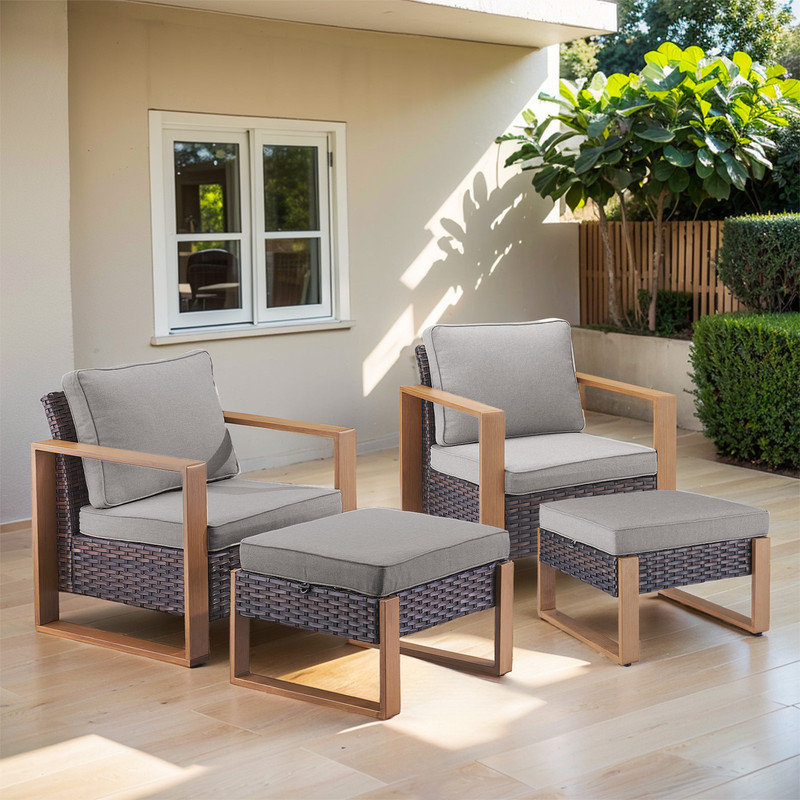Chaise longue d'extérieur en acier thermolaqué Allcot, Gris / brun