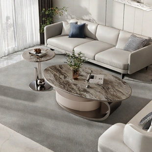 Super crystal stone oval coffee table