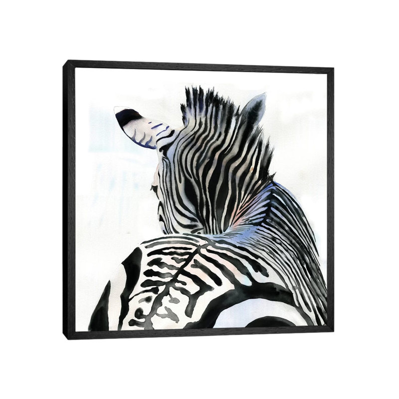 Zebra Contours by Rachel Parker - Painting on Canvas, 66.04 cm H x 66.04 cm W, Black Framed