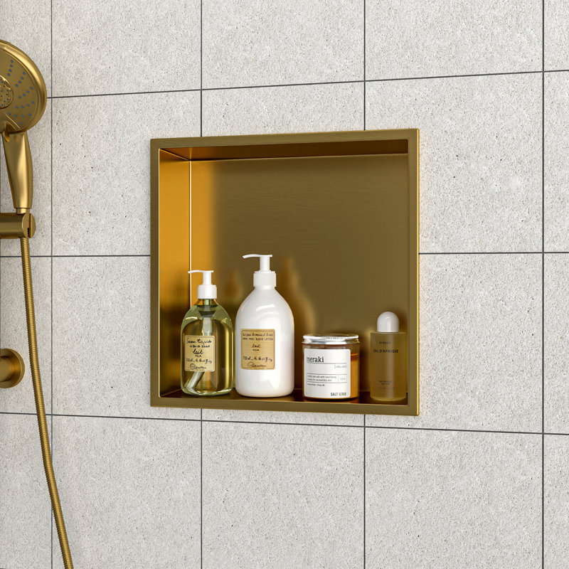 Niche de douche en acier inoxydable 12 po x 12 po, Doré