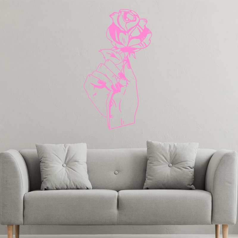 Autocollant mural Winston Porter, H 40 po x l 23 po, Rose