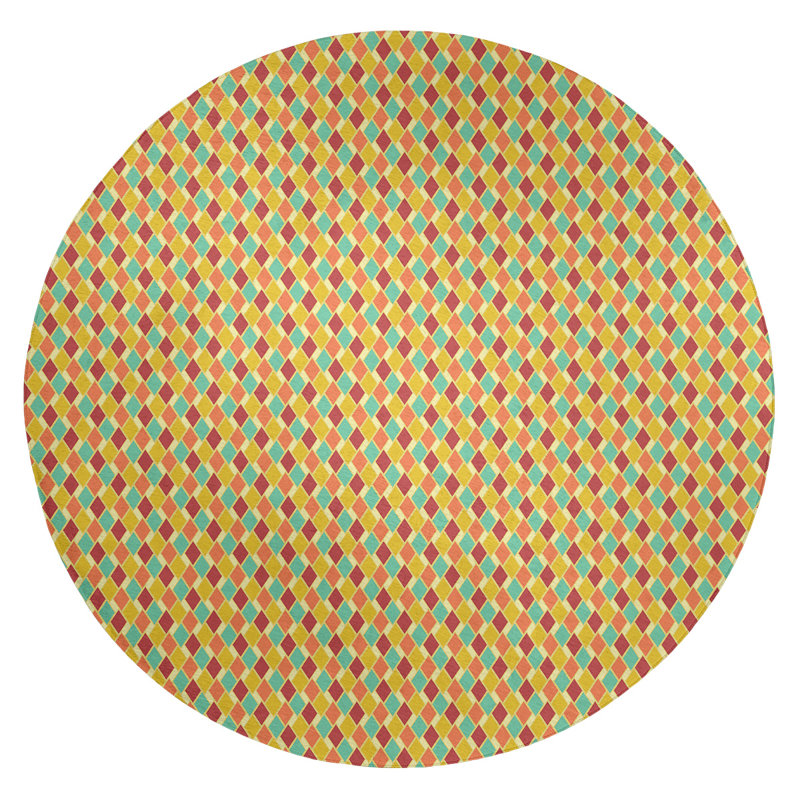 Chenille Geometric Indoor Rug, Round 5'