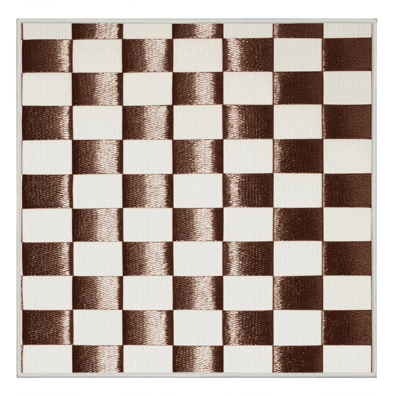 Tapis beige à carreaux lavable à la machine, Carré 4 pi