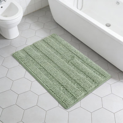 Tapis de salle de bain en chenille avec envers en caoutchouc, tapis de bain doux et absorbants pour la douche, la baignoire et le plancher de la salle de bain, lavable à la machine