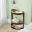 Slim Half Moon 2-Tier Semi-Circle End Table, Rustic Brown Wooden Side Table With Storage For Small Spaces
