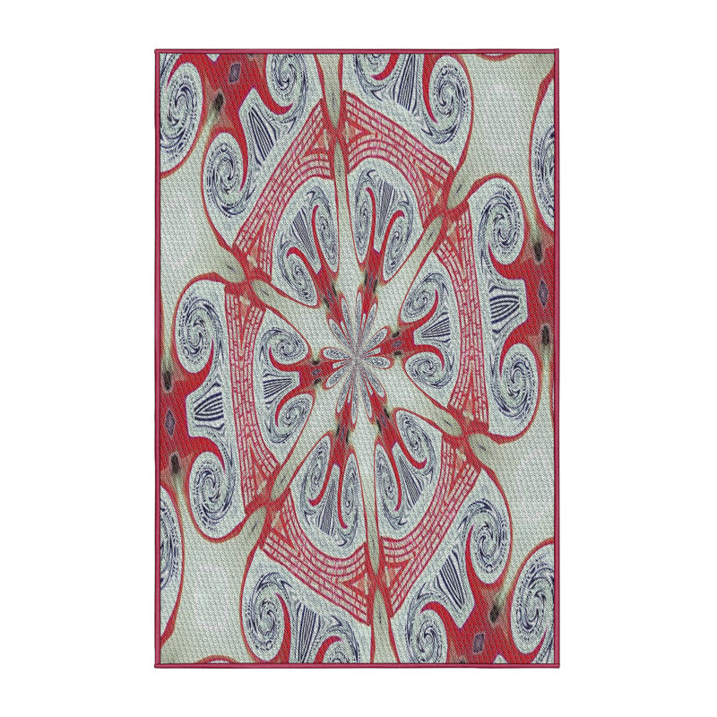 Blanc/Tapis décoratif rose, Rectangle 7 pi x 9 pi