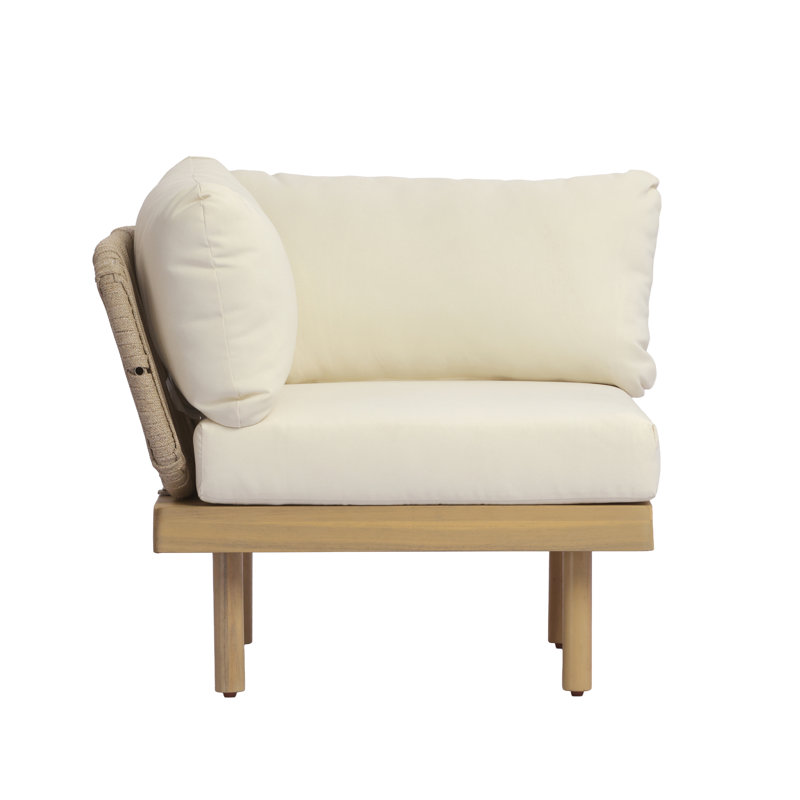 Chaises longues de patio Lb, siège de coin moderne en corde de bois d'acacia pour la maison
