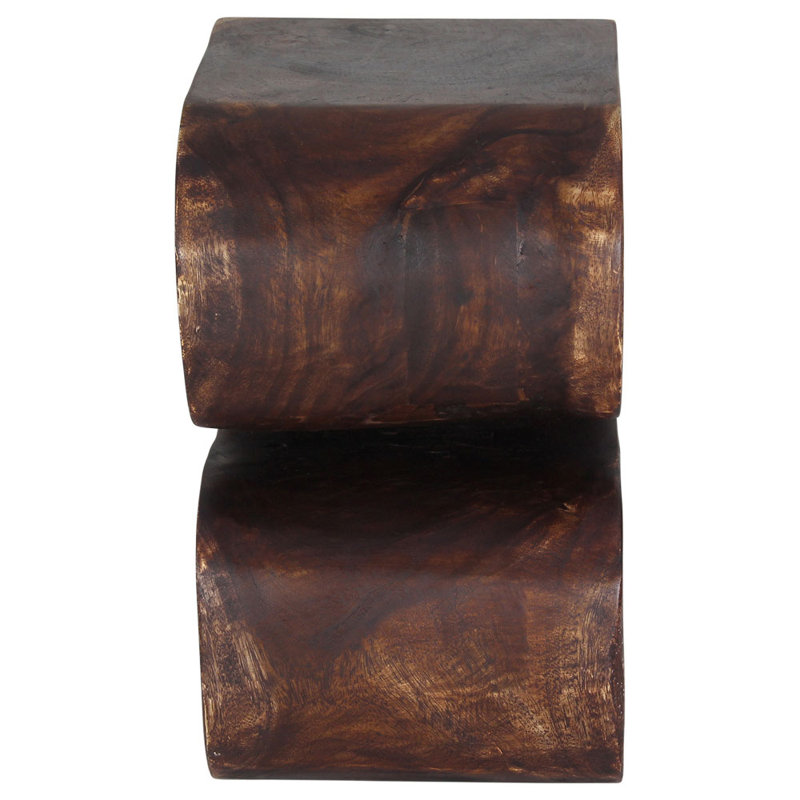 Harison Solid Wood End Table, Dark Brown Wood, 20" H x 14" W x 12" D