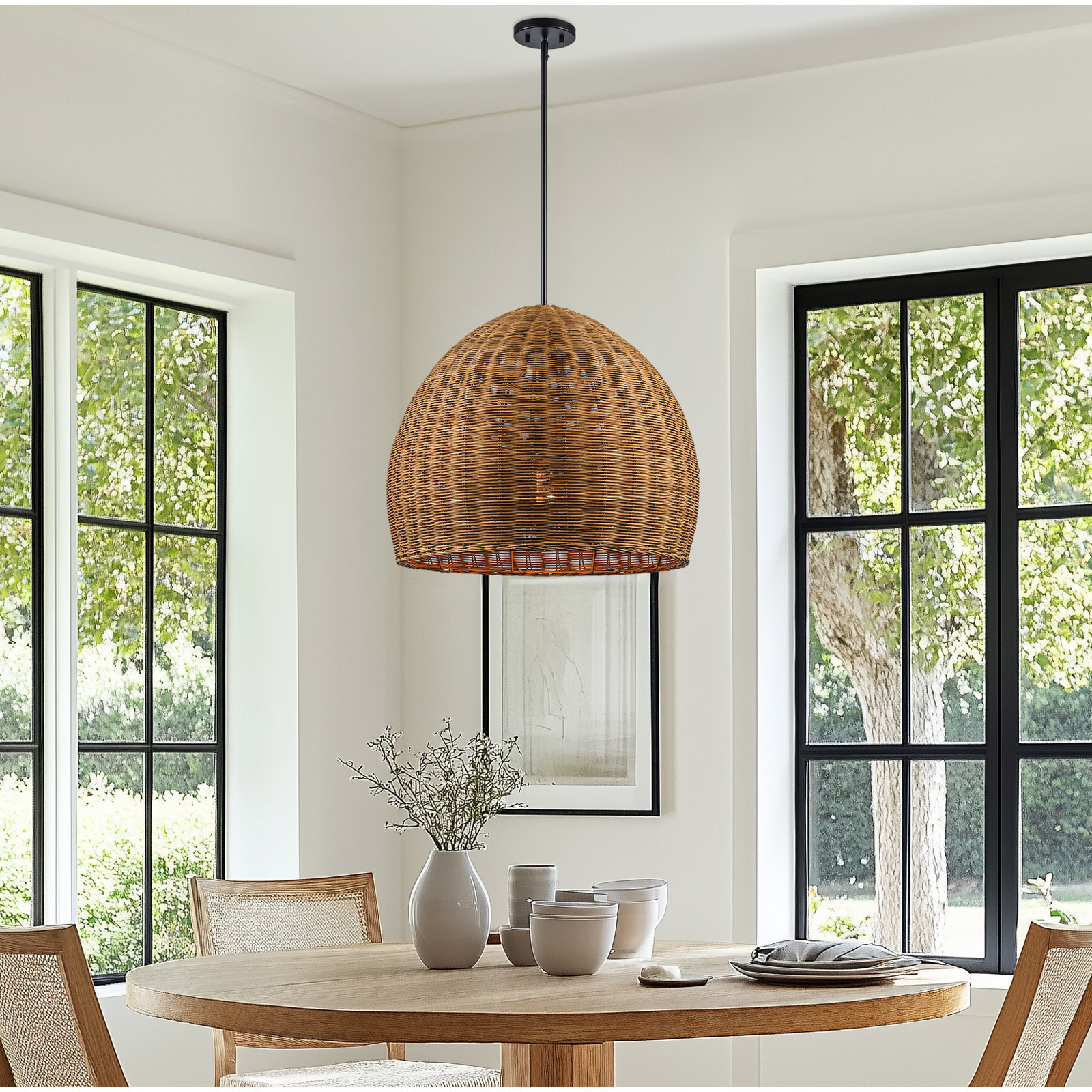 Pippa Dimmable Woven Single Light Pendant, 58.5" H x 24" W x 24" D