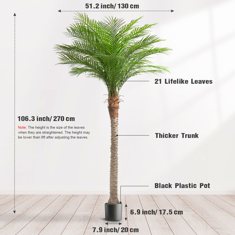 Artificial Palm Tree In A Pot A Set, 106.3" H x 51.2" W x 51.2" D