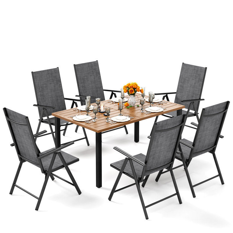Rectangular 7 - Piece 6 - Person 152.4Cm L Outdoor Table Set, Grey