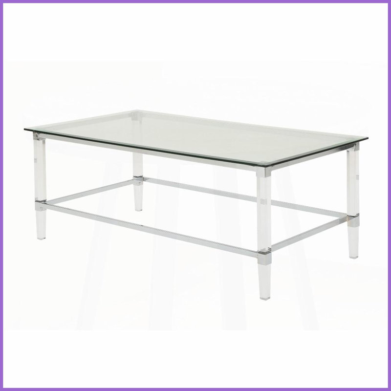 Verre trempé ultramoderne Table basse rectangulaire en acrylique - Large surface invisible pour le salon