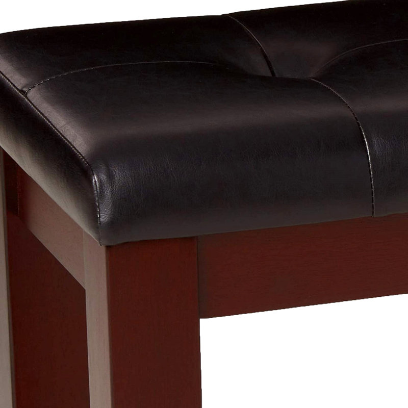 Banc moderne pour chambre à coucher et salon, siège, pieds fuselés en bois, revêtement, rectangulaire, massif, bois de cerisier brun de style contemporain