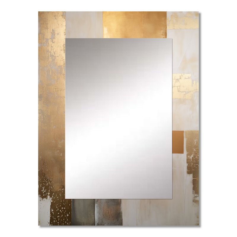 Beige et or, minimalisme moderne scandinave zen - grand miroir scandinave, miroir mural décoratif scandinave, impression d'art en métal