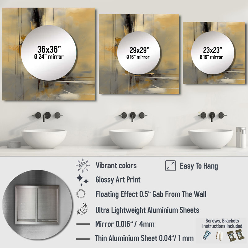 Milferd - Miroir carré abstrait mural pour chambre à coucher, 29 po x 29 po