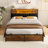 Kalder Bed Frame with LED Light and Charging Station, Metal Frame with Storage Headboard, Large Storage Space, No Spring Box Needed-1849033317-1849033319