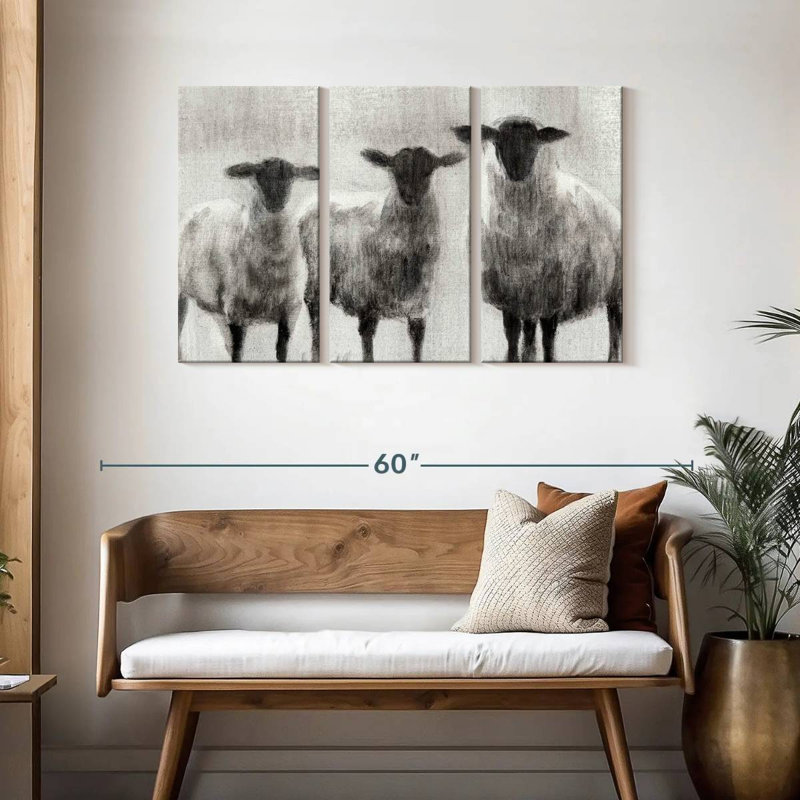 Brampt Rustic Sheep I, 28" H x 45" W