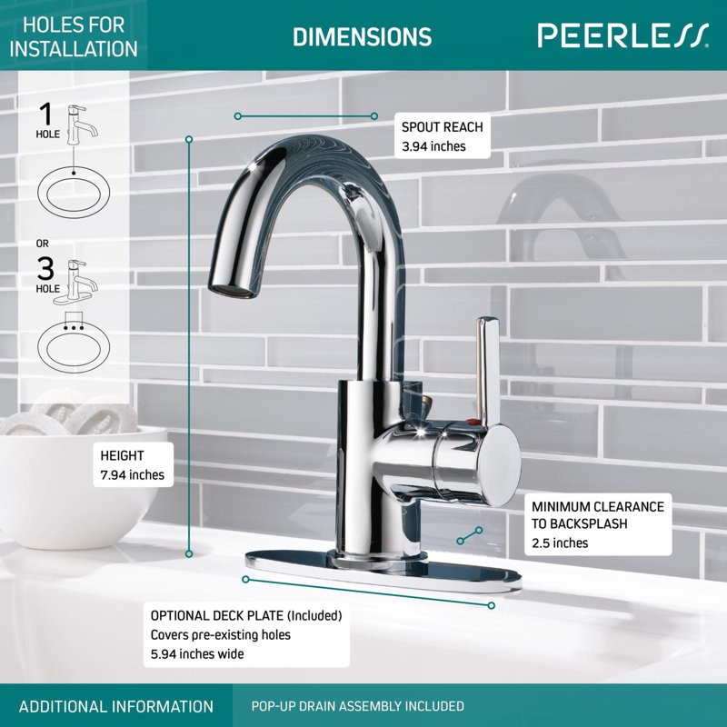 Precept Centerset Single-handle Bathroom Faucet with Drain Assembly, Chrome