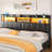 Storage Upholstered PU Headboard With LED Lights & Charging Station-20747469-20747470