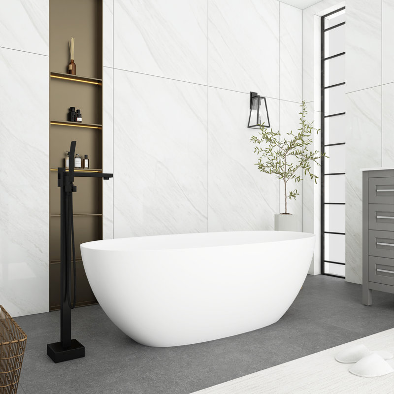 Baignoire de trempage autoportante 65 po. X 29,5 po. 65 po., Blanc