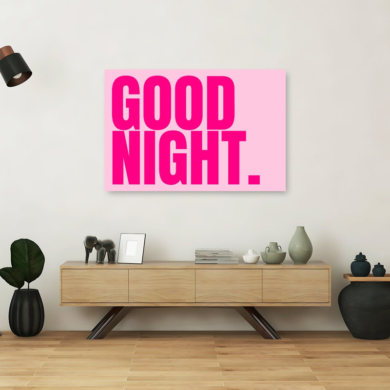 «Good Night Pink Message», impression murale moderne audacieuse, 40" H x 60" W