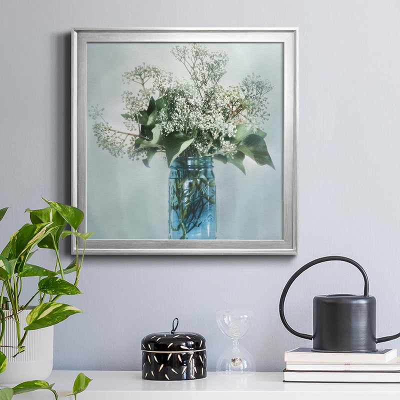 Bloomin 'Wild II - Toile encadrée de qualité supérieure - prête à être accrochée, Argent, H 22,5 po x l 22,5 po x P 1,5 po