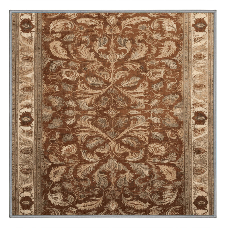 Tapis brun lavable à la machine, Carré 7 pi