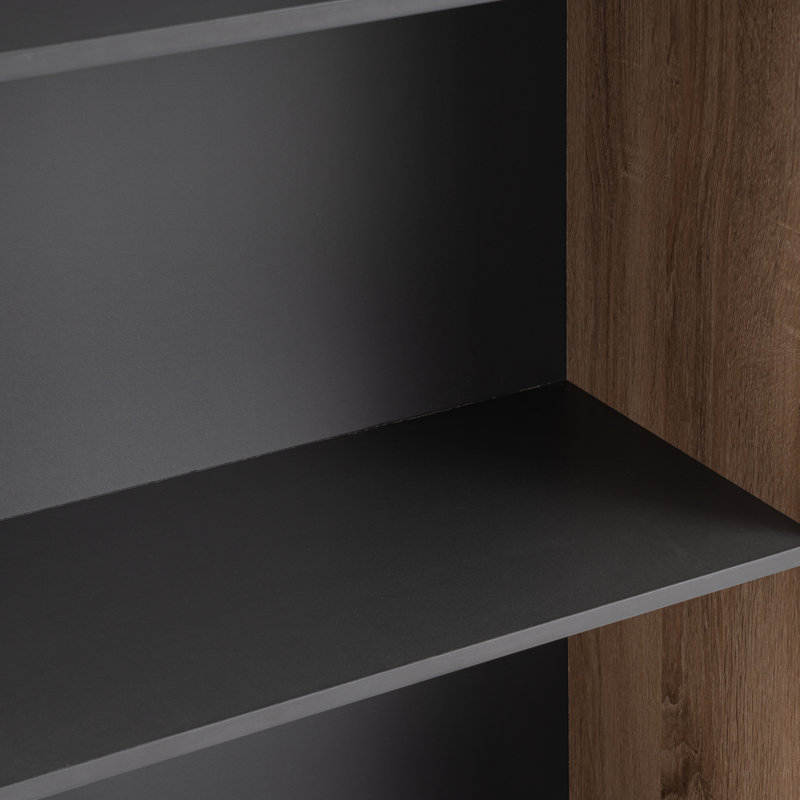 Rimas 151cm H x 35cm W Particle Board Bookcase, Grey/Brown