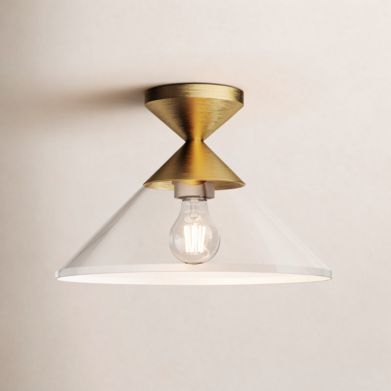 Brylon Glass Flush Mount, Brushed Gold, Clear