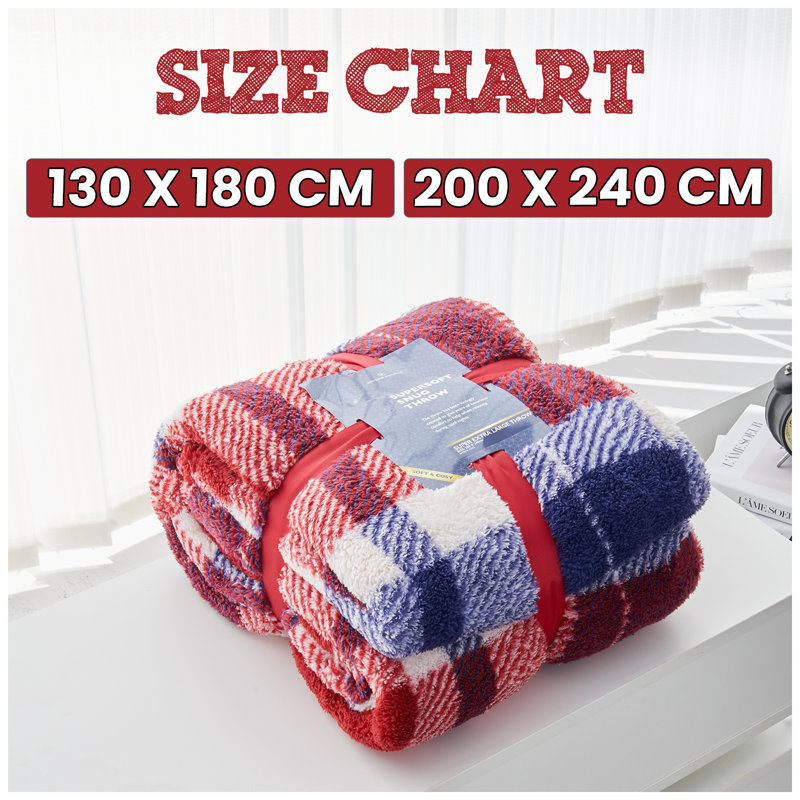  Standard Throw Blanket, W130 x L180cm, Navy Red