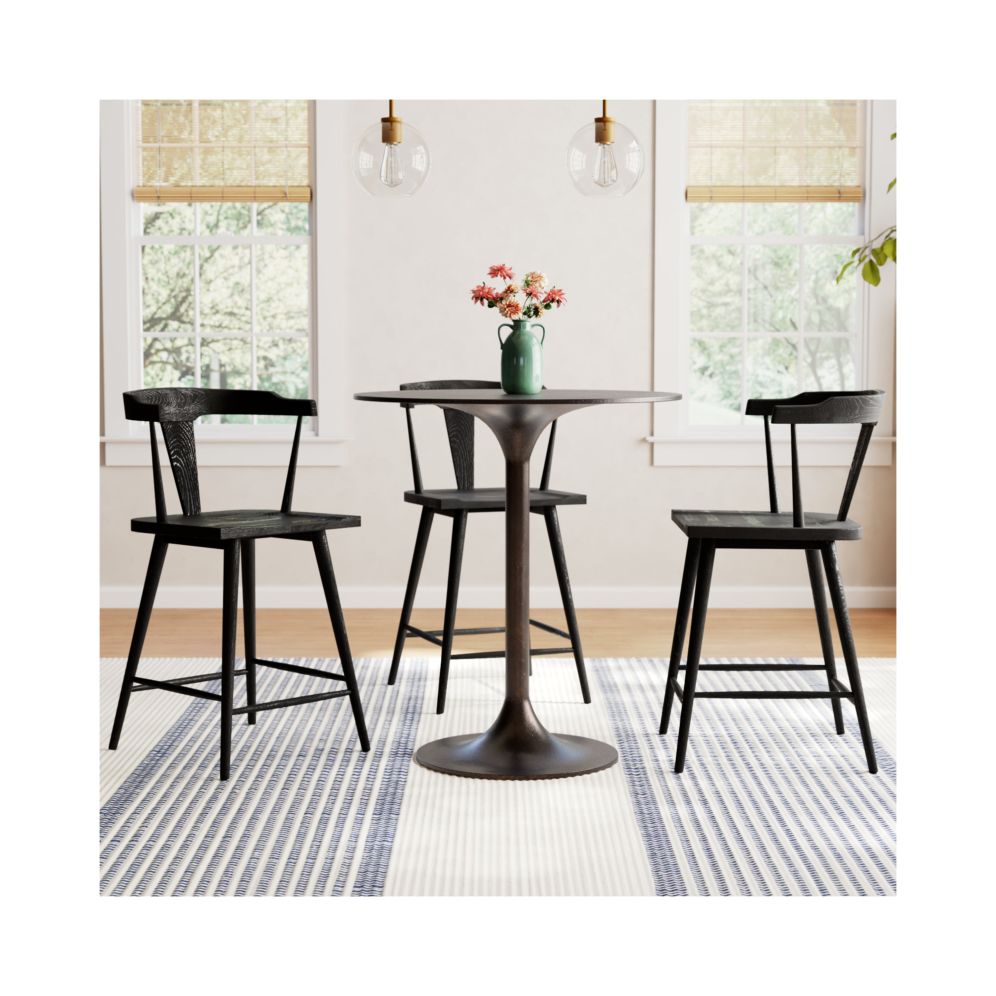 Roksana Bar Height Pedestal Dining Table, Counter Height ( 36" Height), Antique Rust