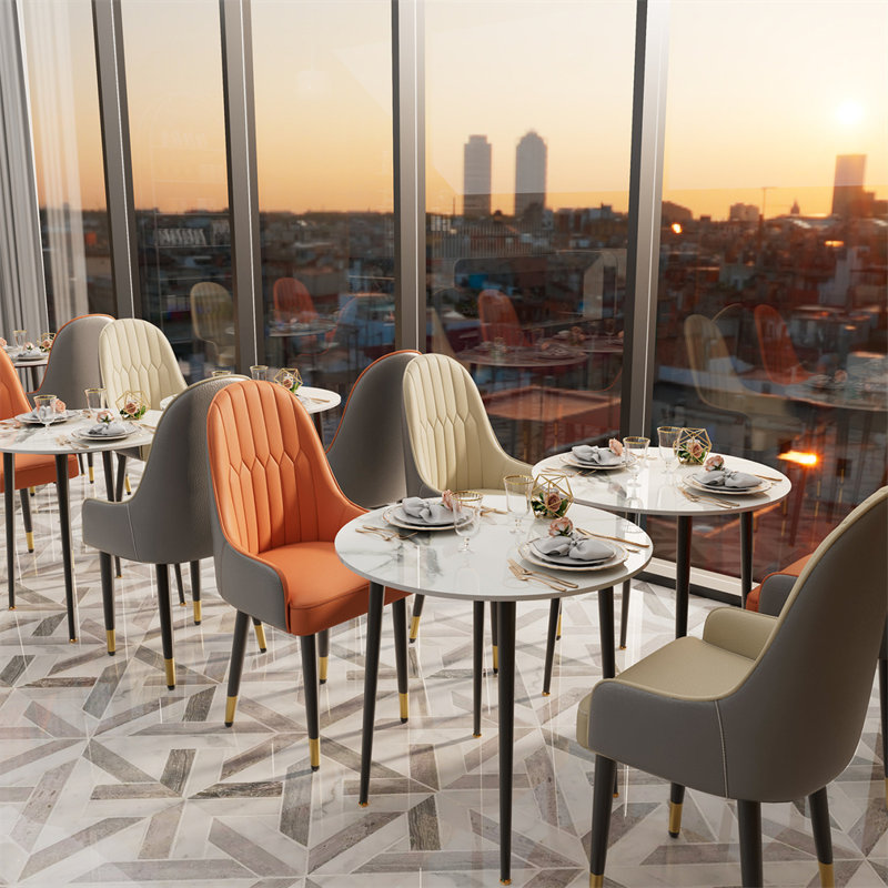 Jentree Faux Leather Solid Back Dining Chairs, Orange