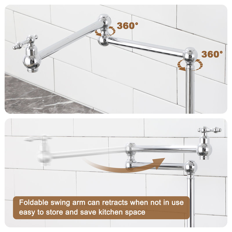 Cedar CASAINC 1.8 GPM Pot Filler Kitchen Faucet with 2 Handle, Chrome Plating