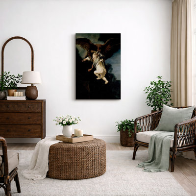 Cherub with Eagle Mythological Artwork, Baroque Angel Pictures, Framed Canvas Giclee Print Wall Art