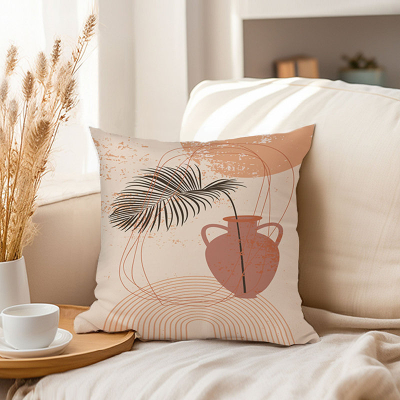  Botanical Bohemian Boho Pot and Leaf, 16"H x 16"W