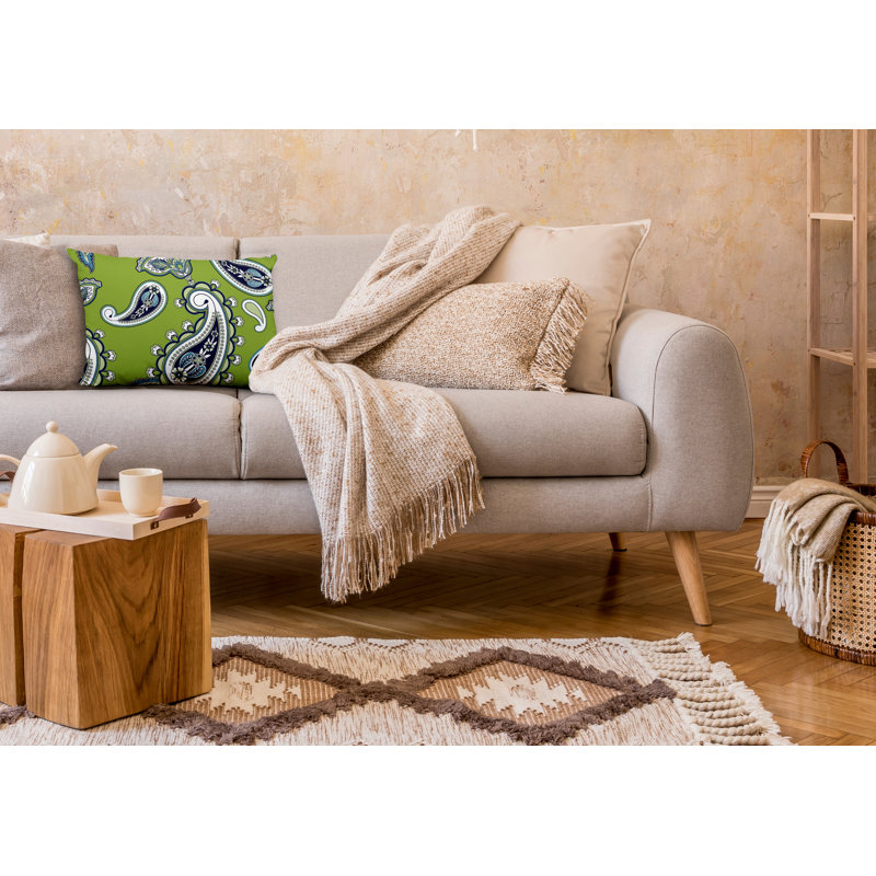 Polyester / Mélange de polyester Housse de coussin rectangulaire intérieure / extérieure lombaire et insert, Chartreuse